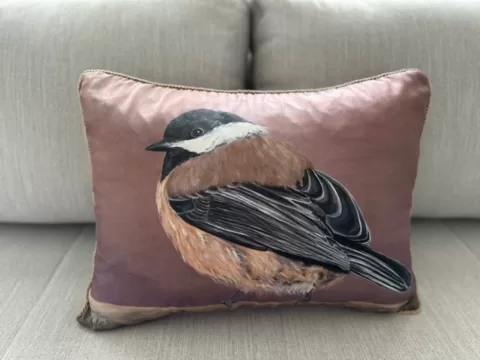 Black Capped Chickadee pillow case- with insert