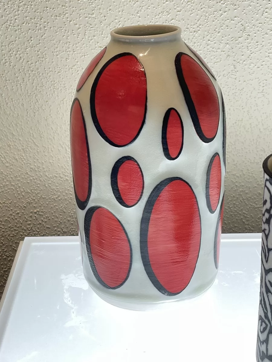 Porcelain Red Polka Vase