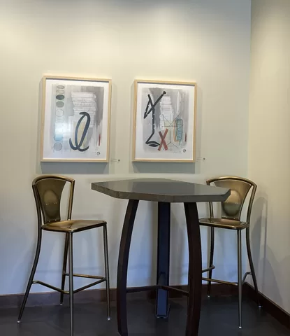 Steel and basalt bar height table